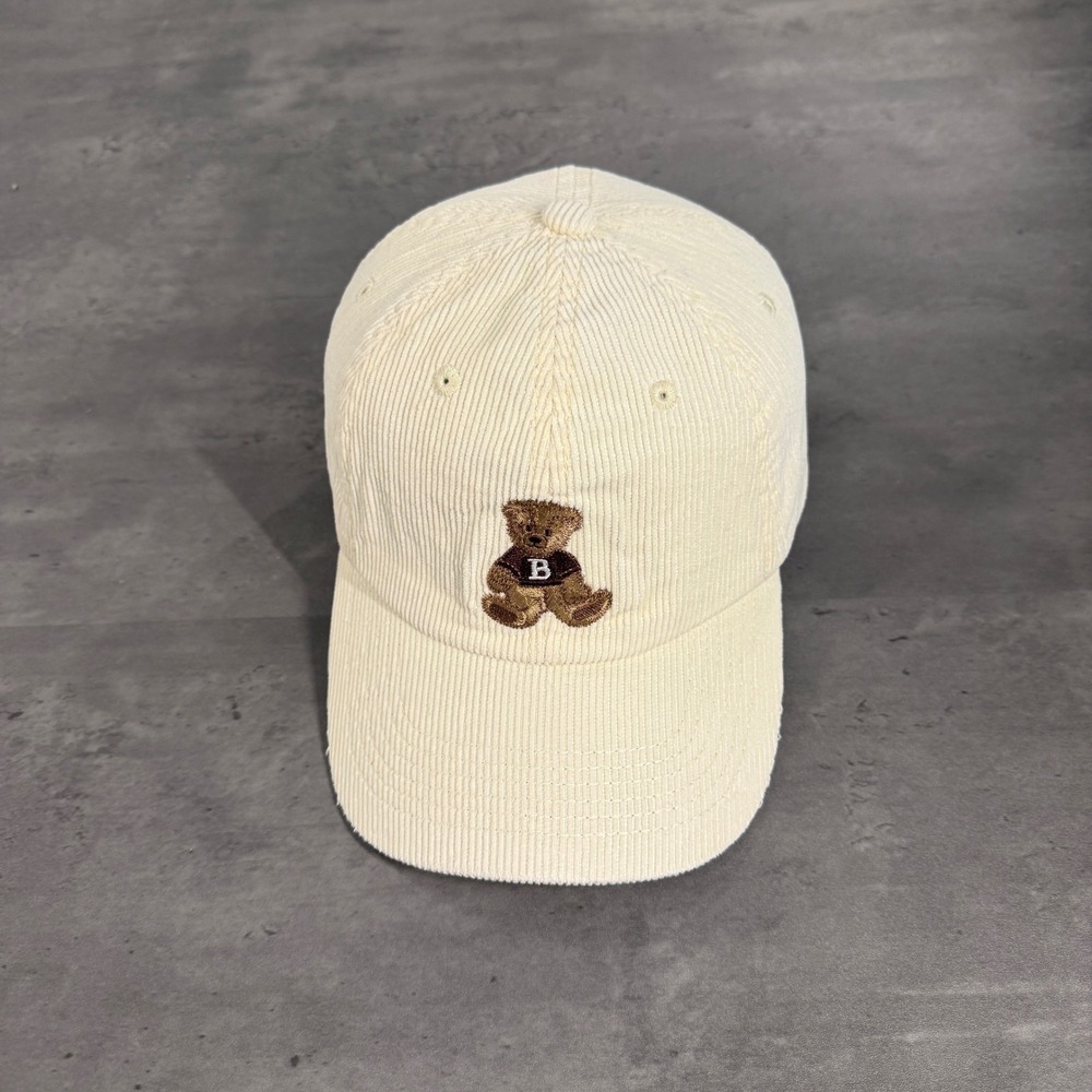 Teddy Bear Corduroy Hat Mens Cream Tan Brown Embroidered B Sweater Dad Cap